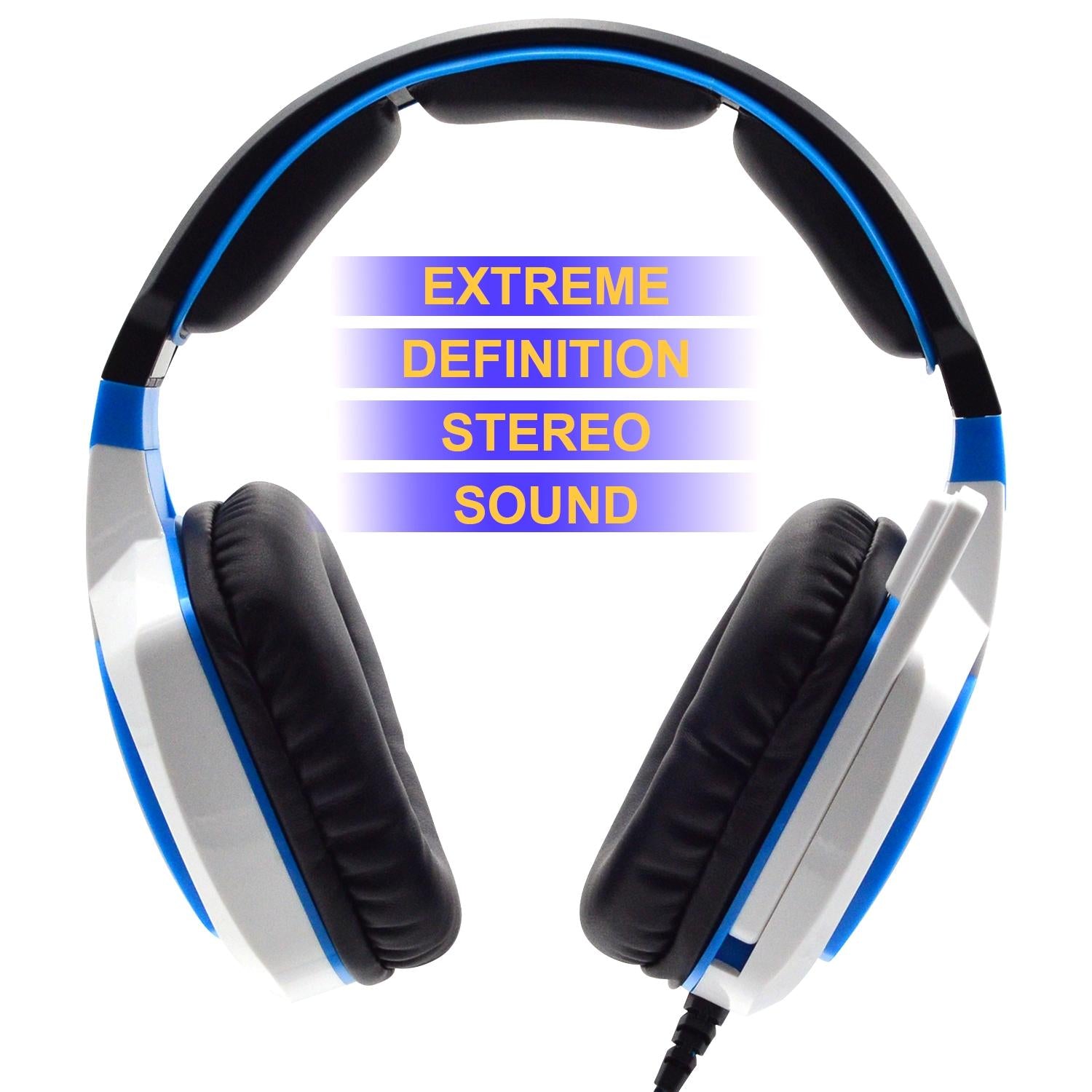 3.5Mm Noise-Canceling Gaming Headset With Retractable Mic 2M Cable - White Blue 6
