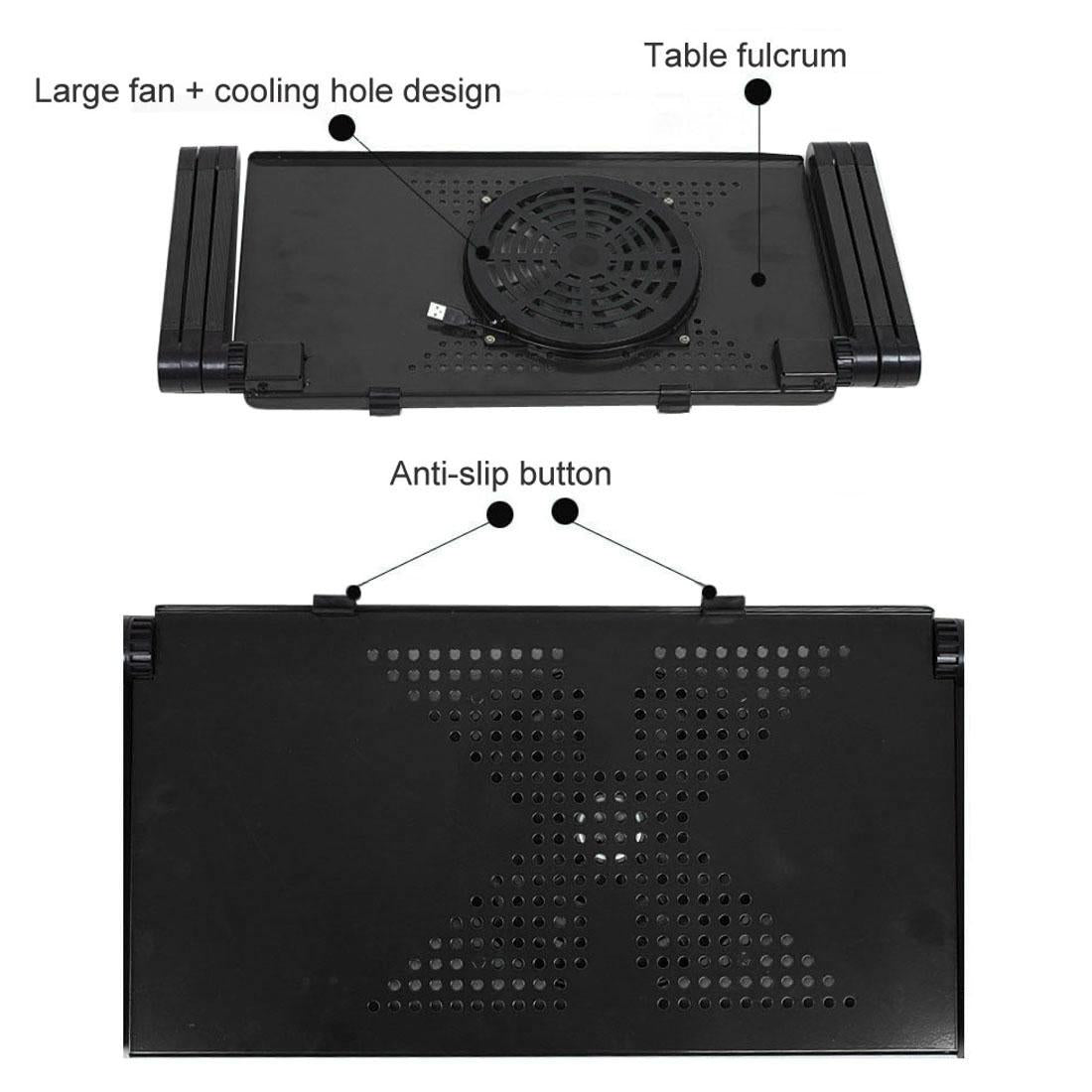 Adjustable Foldable Laptop Stand with Fans & Mouse Pad - Portable Aluminum Alloy - Magenta 4
