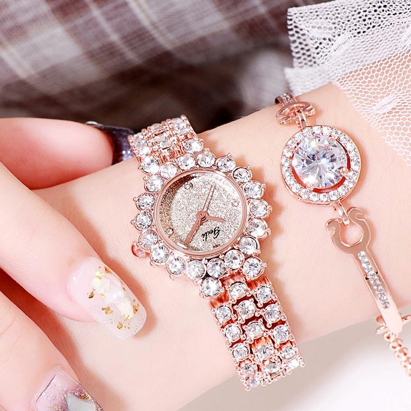 Women Quartz Bracelet Watch with Diamond Accents - Silver Shell Red Plate 7