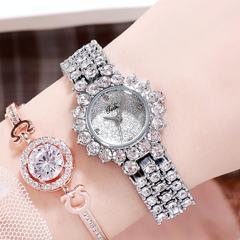 Women Quartz Bracelet Watch with Diamond Accents - Silver Shell Red Plate 8