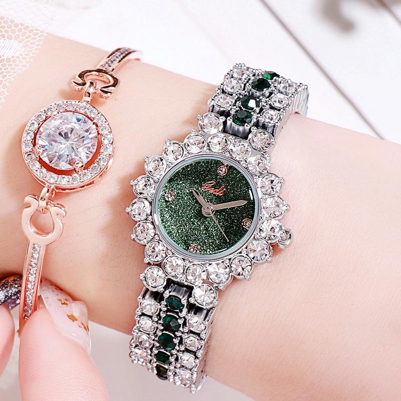 Women Quartz Bracelet Watch with Diamond Accents - Silver Shell Red Plate 13