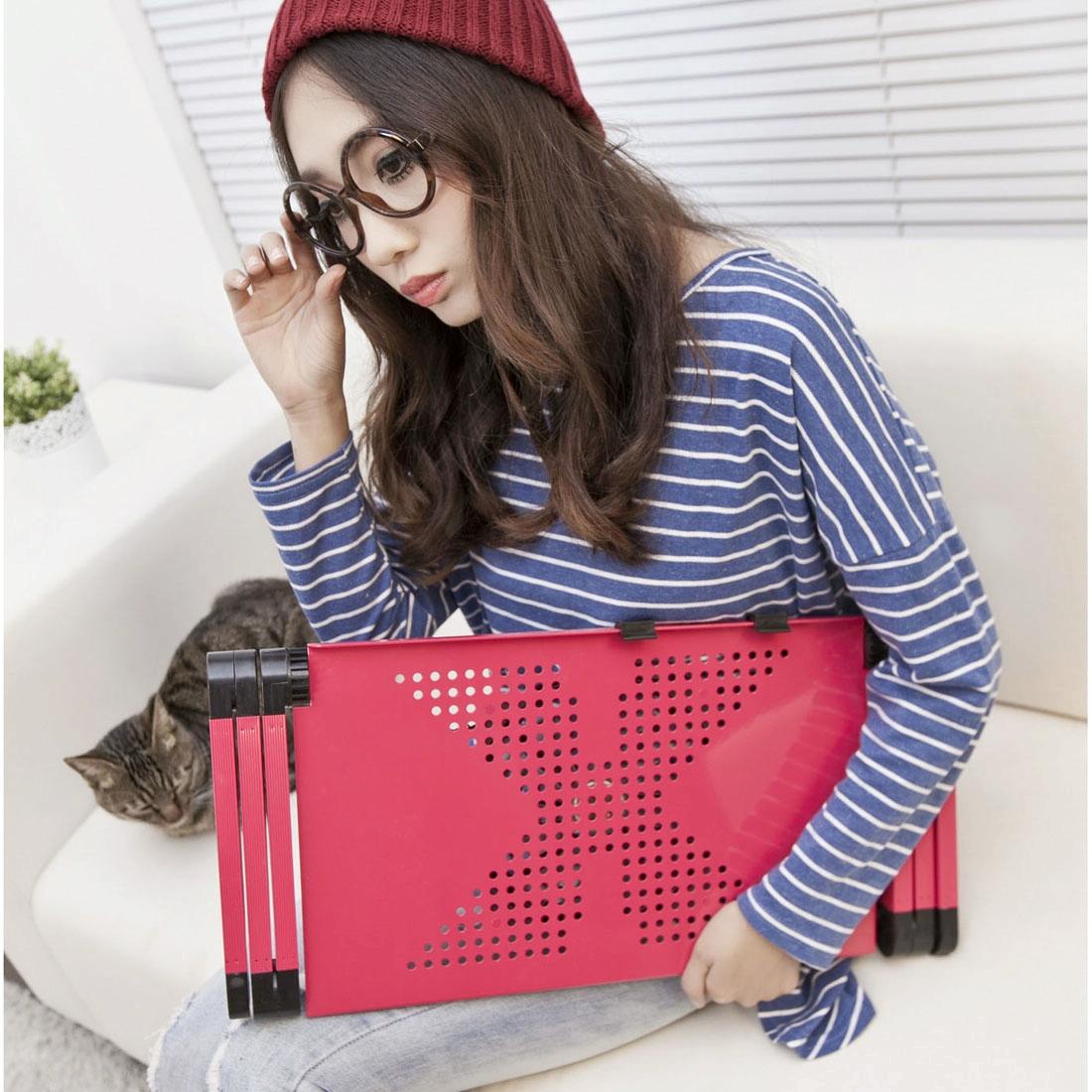 Adjustable Foldable Laptop Stand - Portable 360 Degree Aluminum - Magenta 7