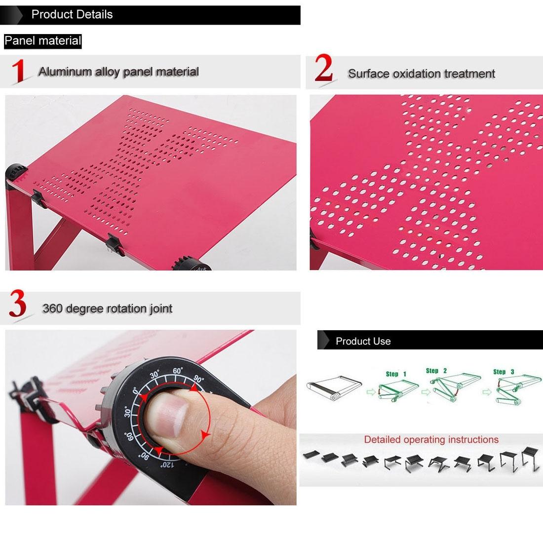 Adjustable Foldable Laptop Stand - Portable 360 Degree Aluminum - Magenta 12