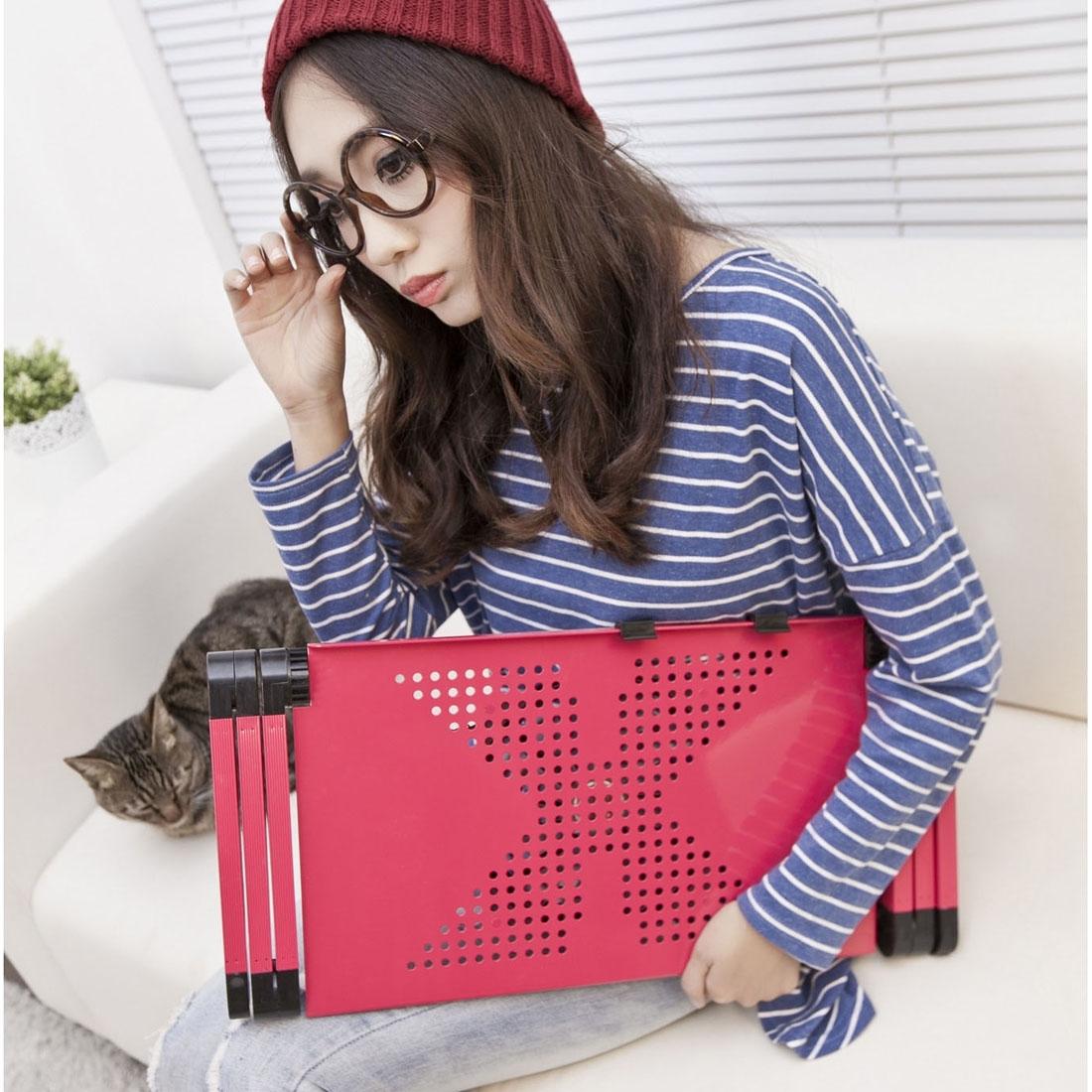 Adjustable Foldable Laptop Stand - Portable 360 Degree Aluminum - Magenta 13