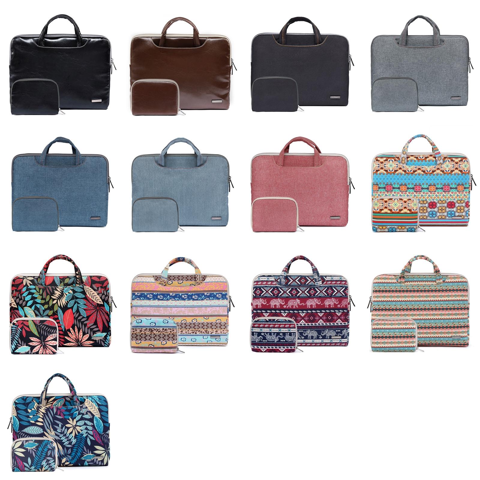 15.6 Inch Simple Business Laptop Bag With Liner - Ls-116 - Canvas Colourful Leaves Blue 3