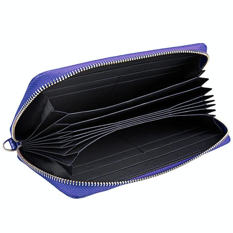 Leather Rfid Card Holder Wallet with Hand Strap - Magenta 4