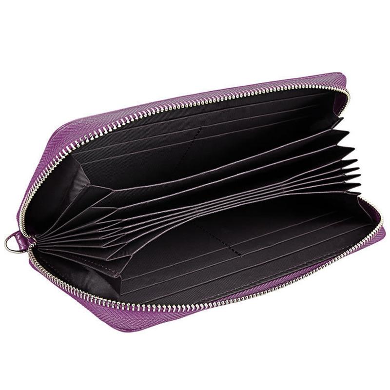 Leather Rfid Card Holder Wallet with Hand Strap - Magenta 6