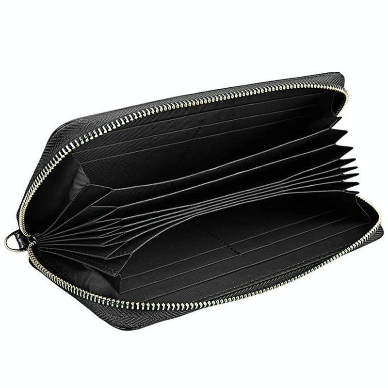 Leather Rfid Card Holder Wallet with Hand Strap - Magenta 10
