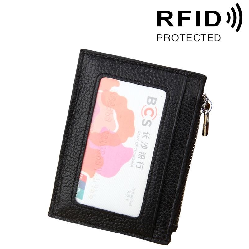Leather Rfid Blocking Card Holder Wallet - 11x8x1.5cm - Magenta 4
