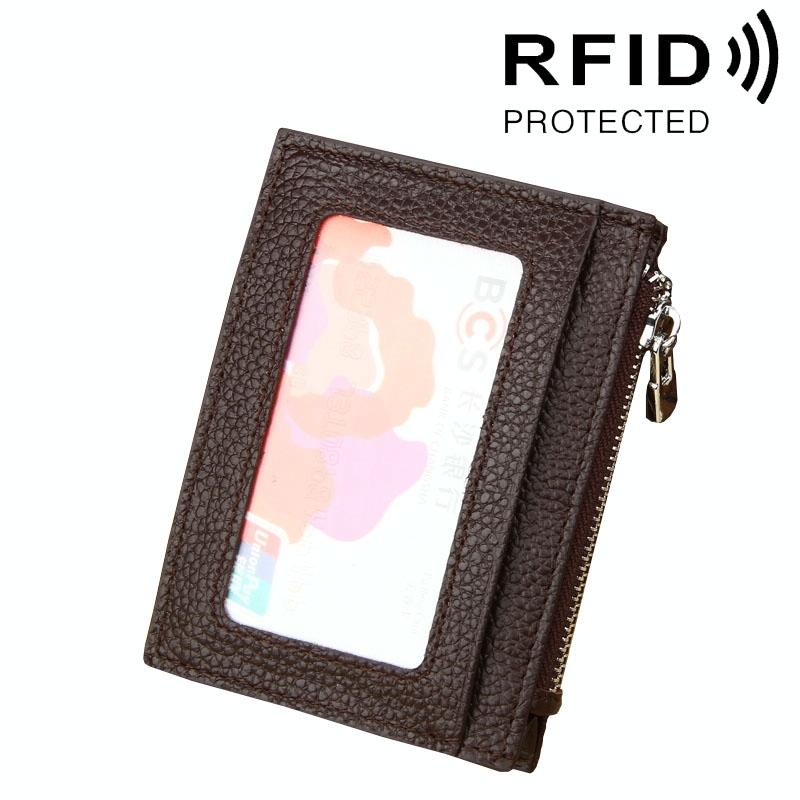Leather Rfid Blocking Card Holder Wallet - 11x8x1.5cm - Magenta 9