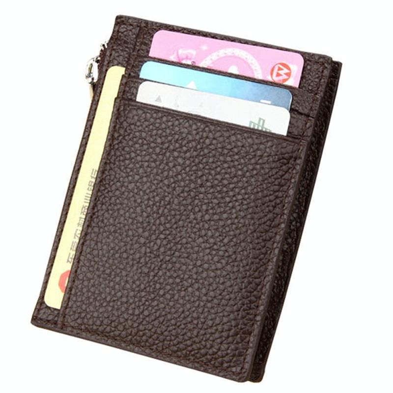 Leather Rfid Blocking Card Holder Wallet - 11x8x1.5cm - Magenta 11