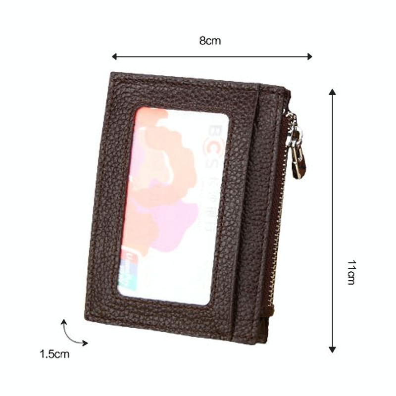 Leather Rfid Blocking Card Holder Wallet - 11x8x1.5cm - Magenta 14
