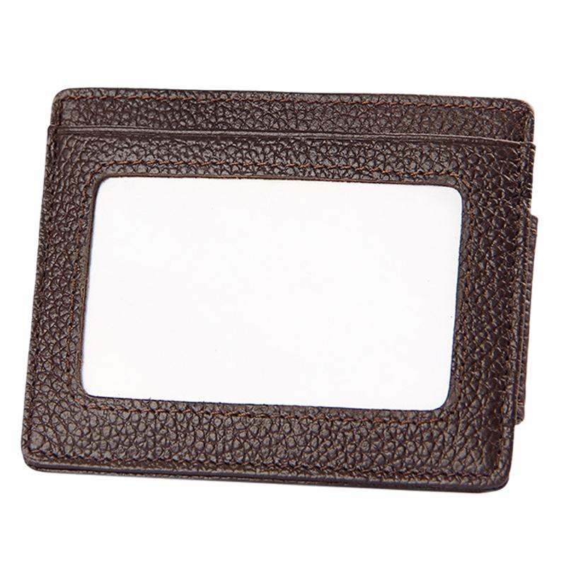 Leather Rfid Blocking Card Holder Wallet with 3 Slots and Pocket - Magenta 12