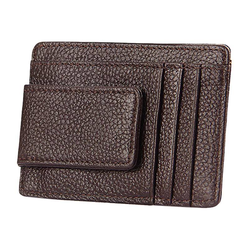 Leather Rfid Blocking Card Holder Wallet with 3 Slots and Pocket - Magenta 13
