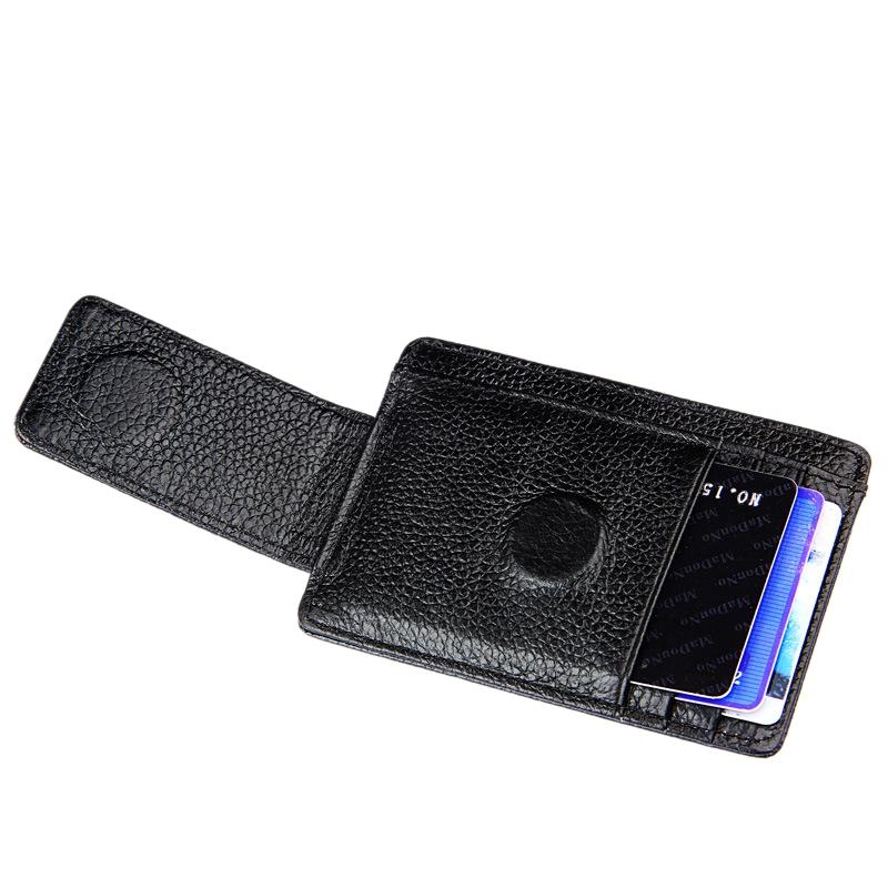 Leather Rfid Blocking Card Holder Wallet with 3 Slots and Pocket - Magenta 14