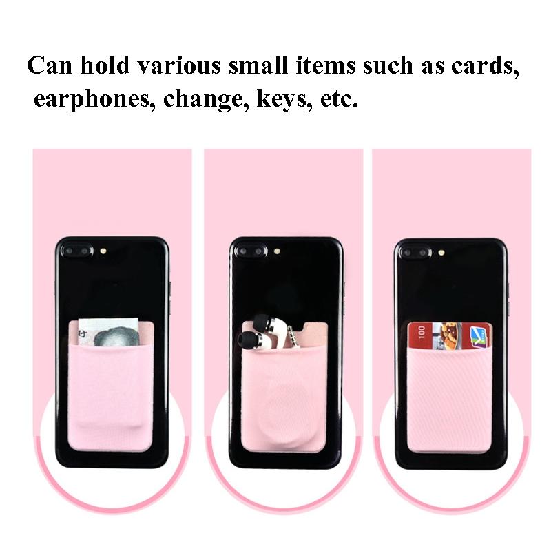 Lycra Phone Card Holder Stretch Back Sticker Wallet For Cards Bus Pass Bank Fits Most Phones - Gray 5