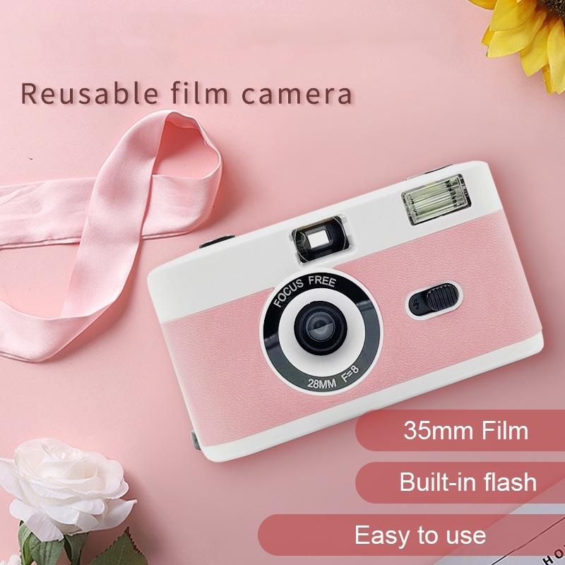 Retro Manual Reusable Film Camera for Kids - no Film - White + Red 6