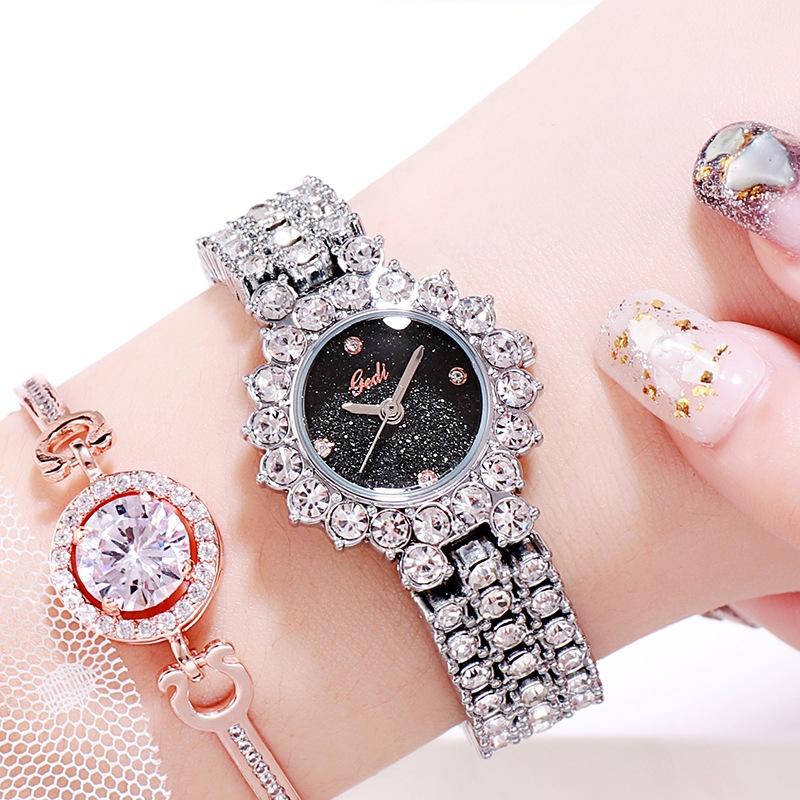 Women Quartz Bracelet Watch with Diamond Accents - Silver Shell Purple Plate 12