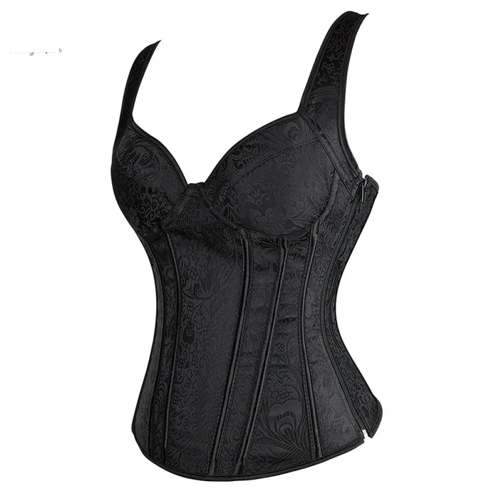 Adjustable Plus Size Steampunk Gothic Corset With G String S To 6Xl - Black - 5Xl 7