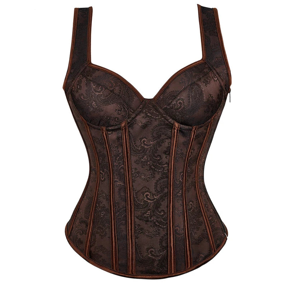 Adjustable Plus Size Steampunk Gothic Corset With G String S To 6Xl - Black - 4Xl 8