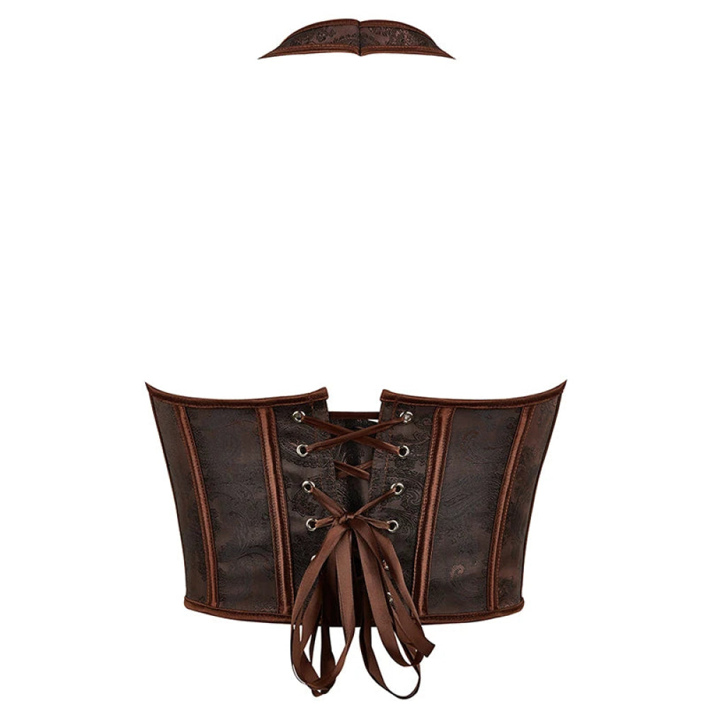 Steampunk Chest Binder Bustier Halter Corset Top For Women Plus Size Retro Corselet - 972 Brown - L 8