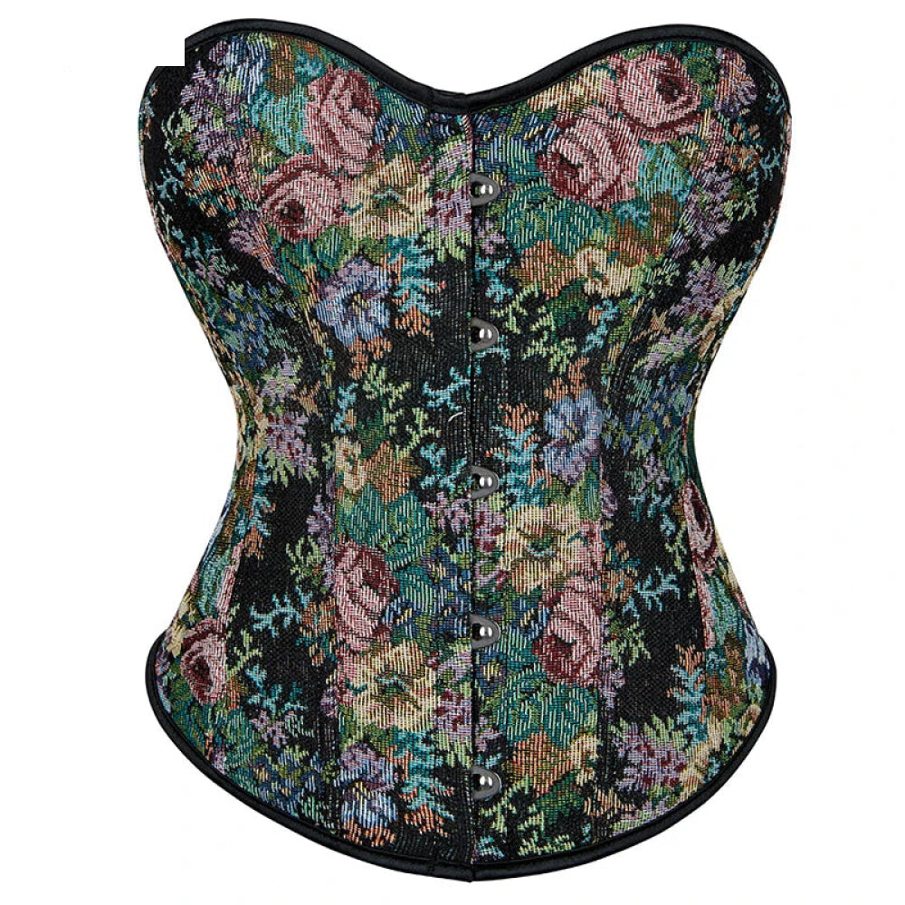 Floral Print Vintage Corselet Plus Size Strapless Corset Top For Women - Xl