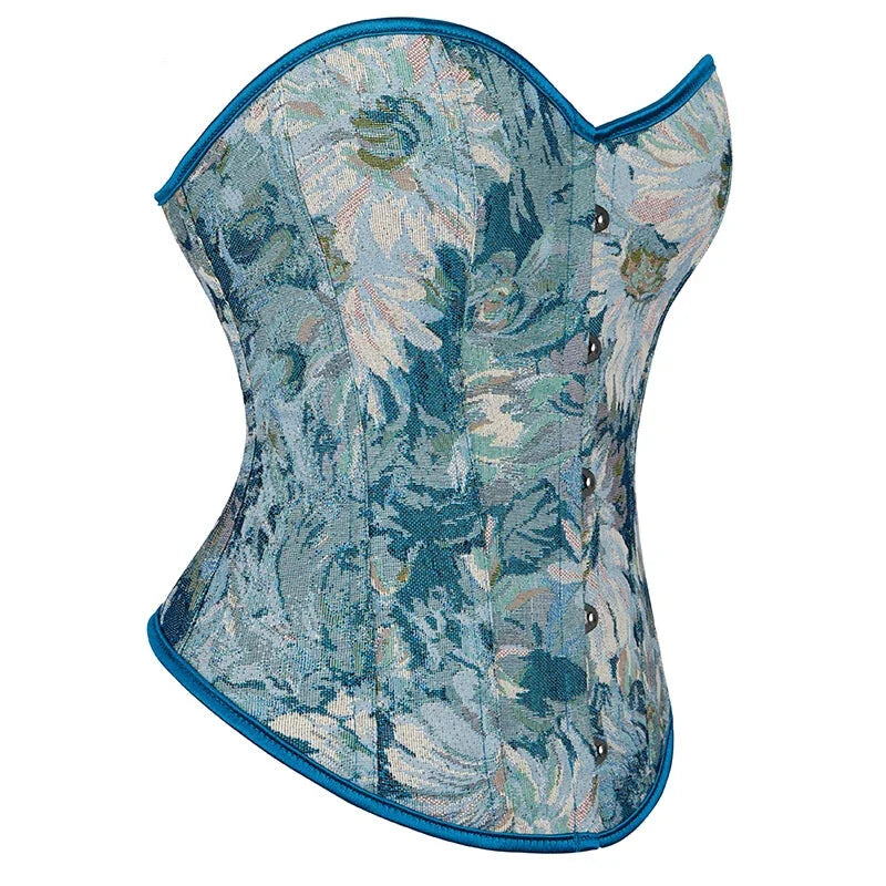 Floral Lace Overbust Corset Plus Size S-6Xl Boned Renaissance Top - M 5