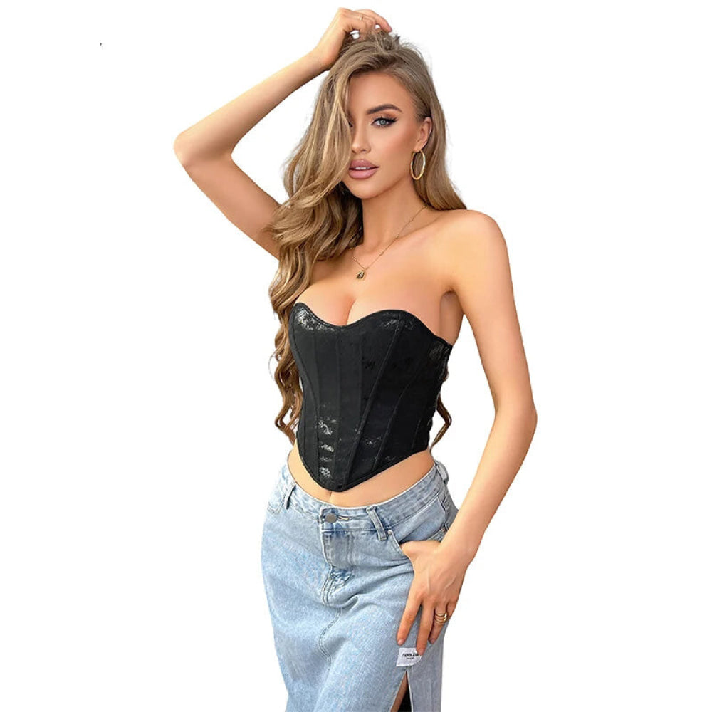 13 Women Gothic Bone-Supported Backless Bustier Pu Leather Corset Top With Back Zipper - Xxl 4