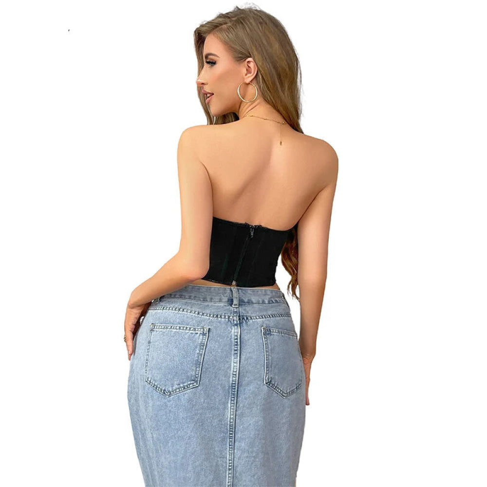 13 Women Gothic Bone-Supported Backless Bustier Pu Leather Corset Top With Back Zipper - Xxl 5