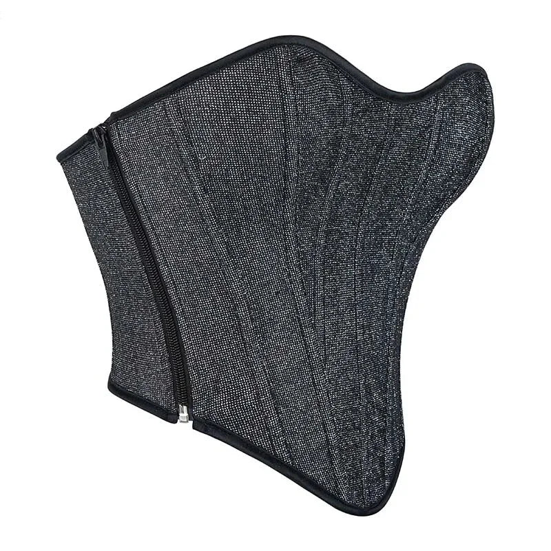 Gray Gothic Punk Crop Top Women Lacing Bandage Bustier With Zipper Plus Size S-Xxl - M 5