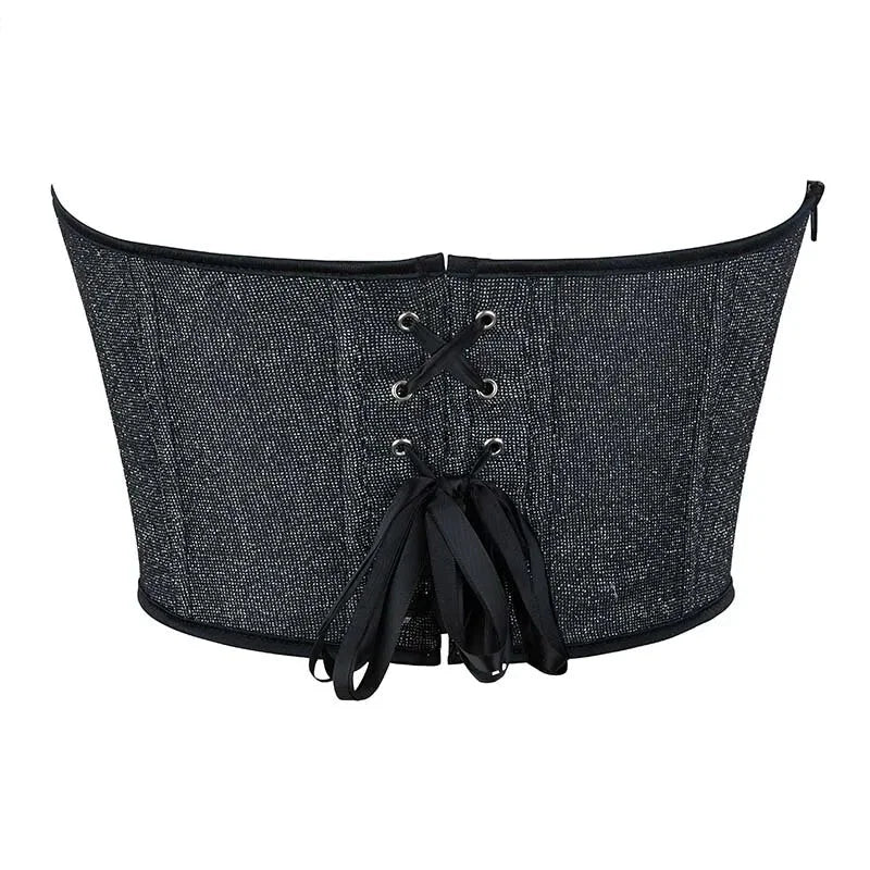 Gray Gothic Punk Crop Top Women Lacing Bandage Bustier With Zipper Plus Size S-Xxl - Xl 6