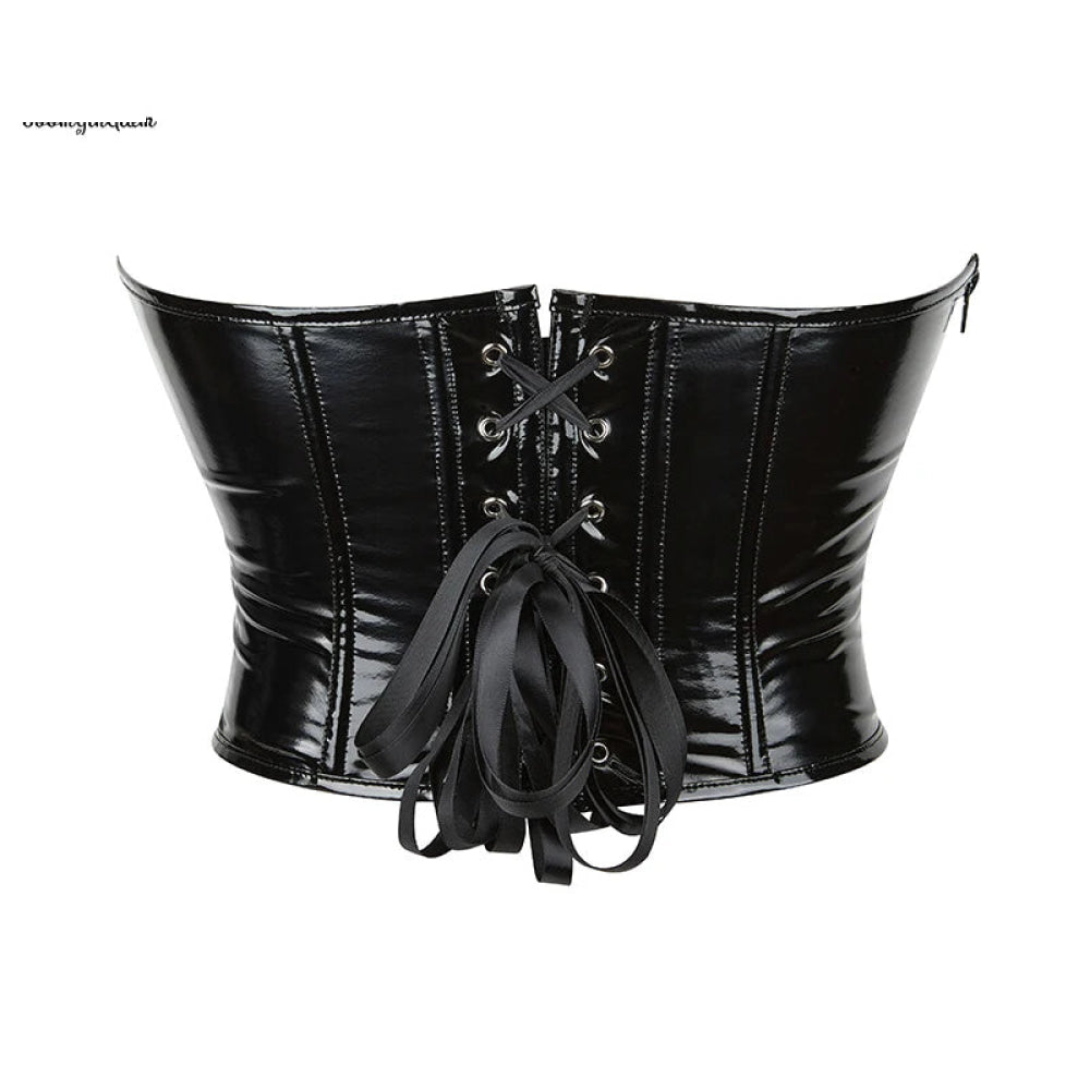 Strapless Bustier Corset Crop Top Plus Size S-6Xl 9 Glue Boned Heart Shape Zipper Closure Synthetic Leather - 6Xl 7