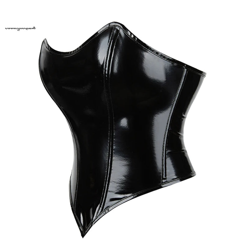 Strapless Bustier Corset Crop Top Plus Size S-6Xl 9 Glue Boned Heart Shape Zipper Closure Synthetic Leather - Xxl 8