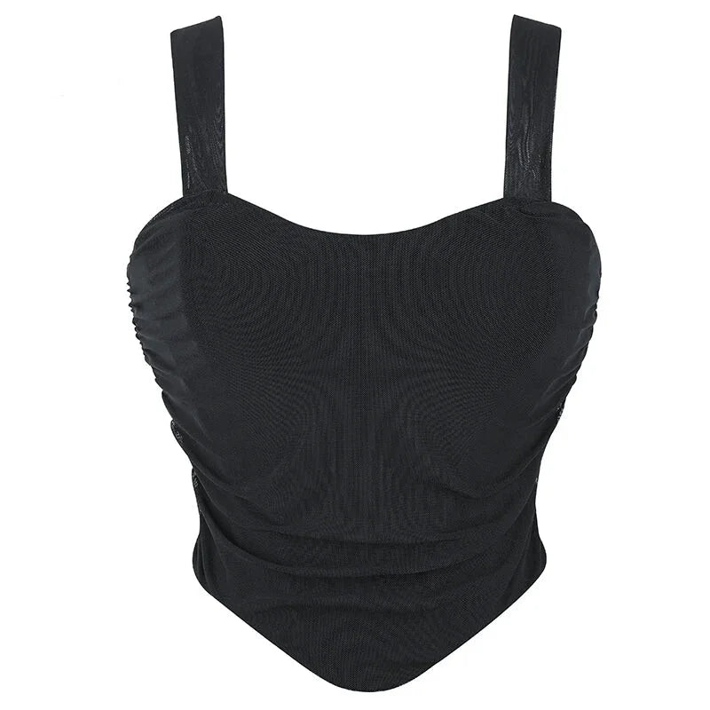 Mesh Bustier Strapless Shapewear With Lace-Up Ruched Hem - Xxxl