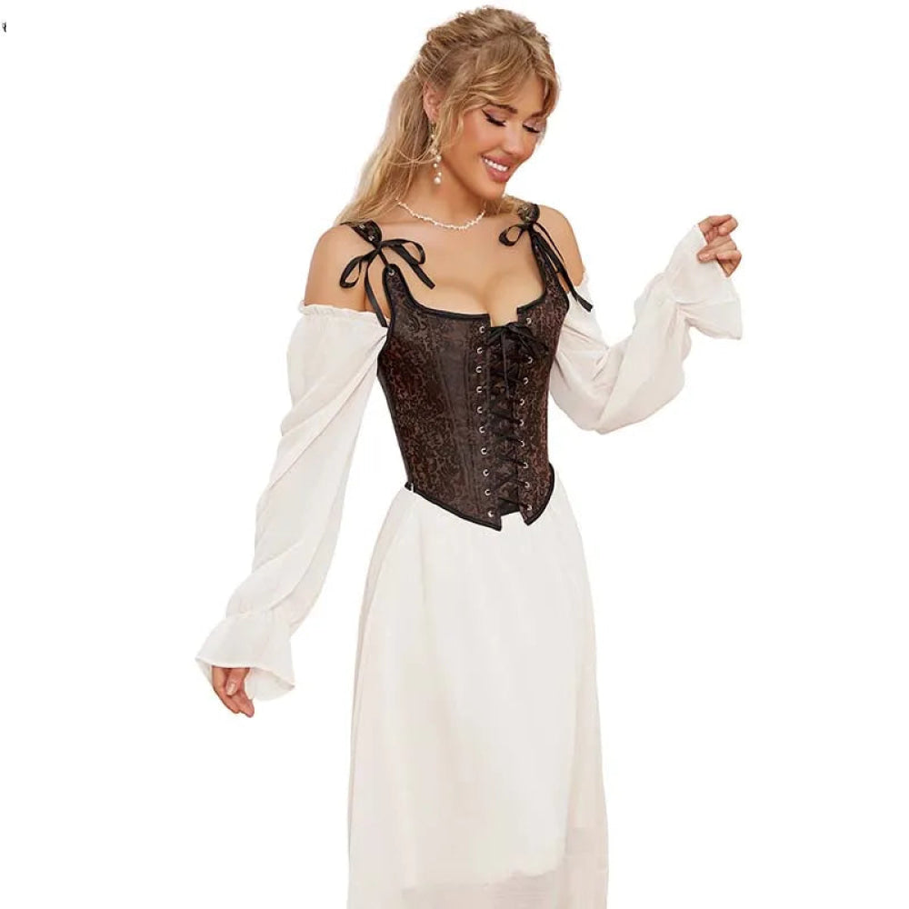 Steampunk Retro Bustier Strap Vest Tank Top Coffee Corset Plus Size Xs-6Xl - 4Xl 4