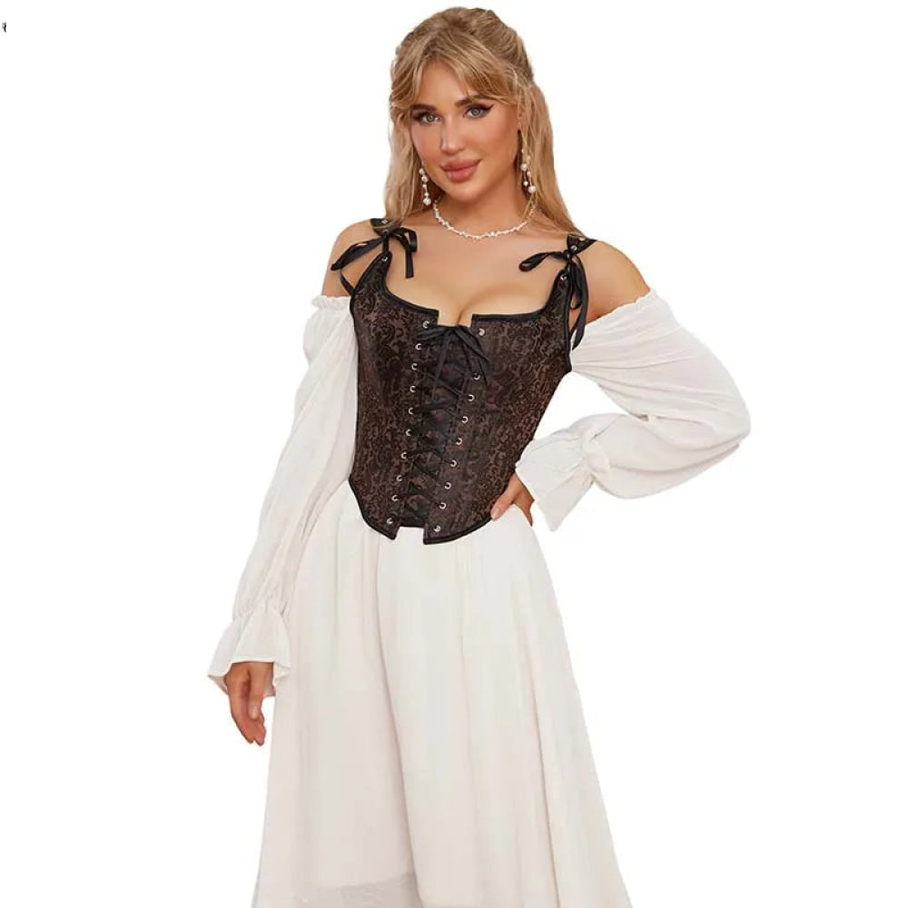 Steampunk Retro Bustier Strap Vest Tank Top Coffee Corset Plus Size Xs-6Xl - 4Xl 5