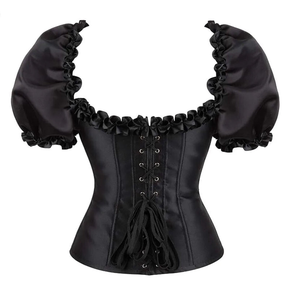 Black Lace-Up Ruffled Corset Bustier Plus Size S-6Xl - Xl 8