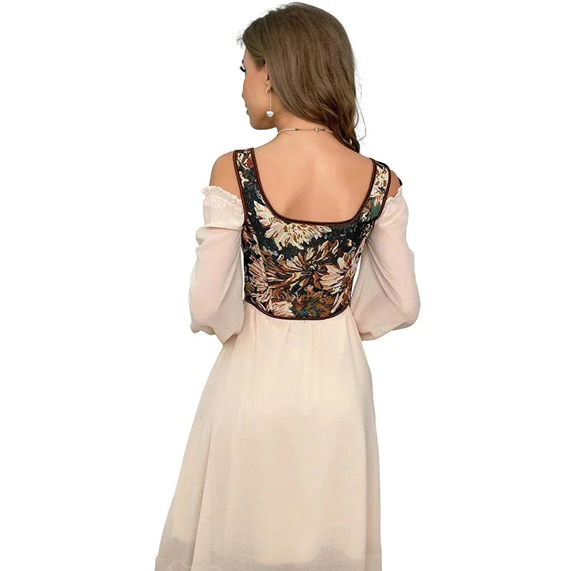 Brown Steampunk Corset Bustier Shoulder Strap Sleeveless Tank Top With Lace-Up Boning - Xl 7