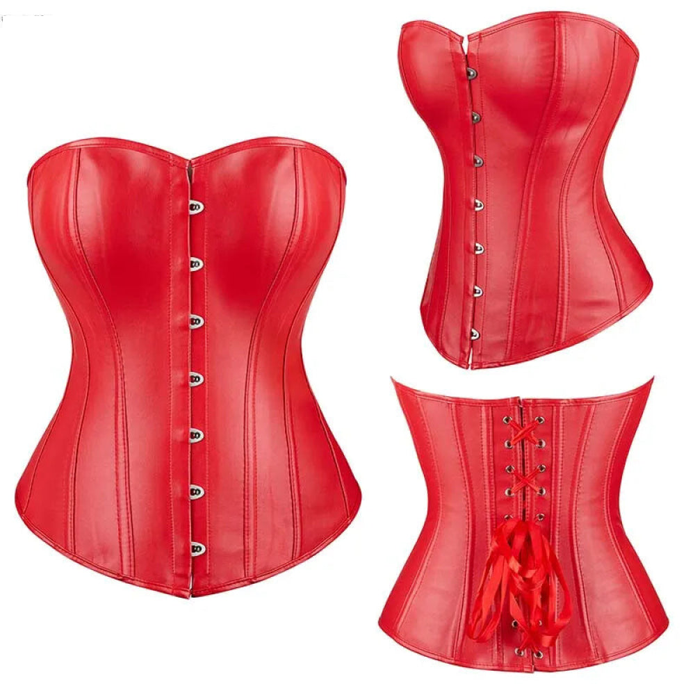 Steampunk Plus Size Slimming Body Shapewear Corset Red / Black - Red - Xxxl