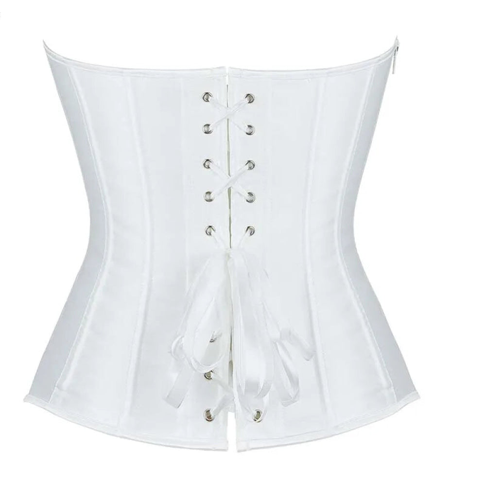 Fish Bone Supported Black White Bridal Bustier Corset Top Plus Size With Zip - Black - M 7