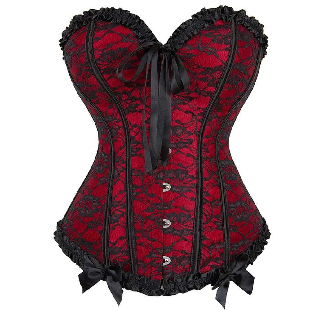 Plus Size Fishbone Corset Lace Up Boned Pleated Vintage Shapewear For Women - 5Xl