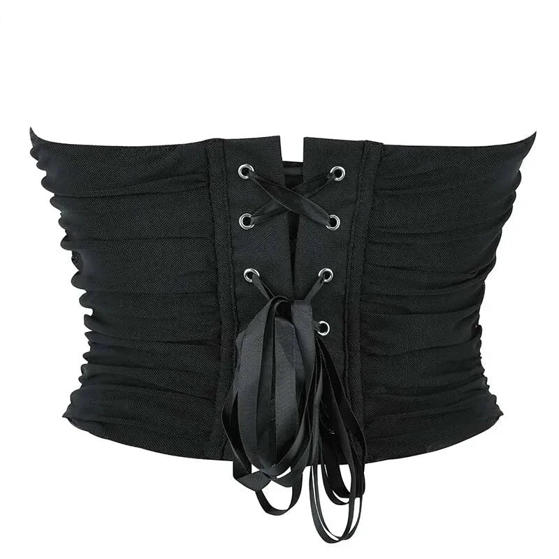 Fishbone Support Black Overbust Corset Plus Size S-Xxxl Lace Up Boned Asymmetrical Design - S 5