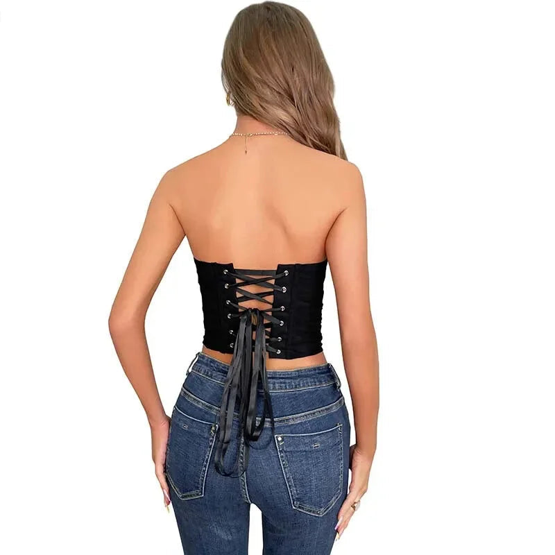 Fishbone Support Black Overbust Corset Plus Size S-Xxxl Lace Up Boned Asymmetrical Design - S 8