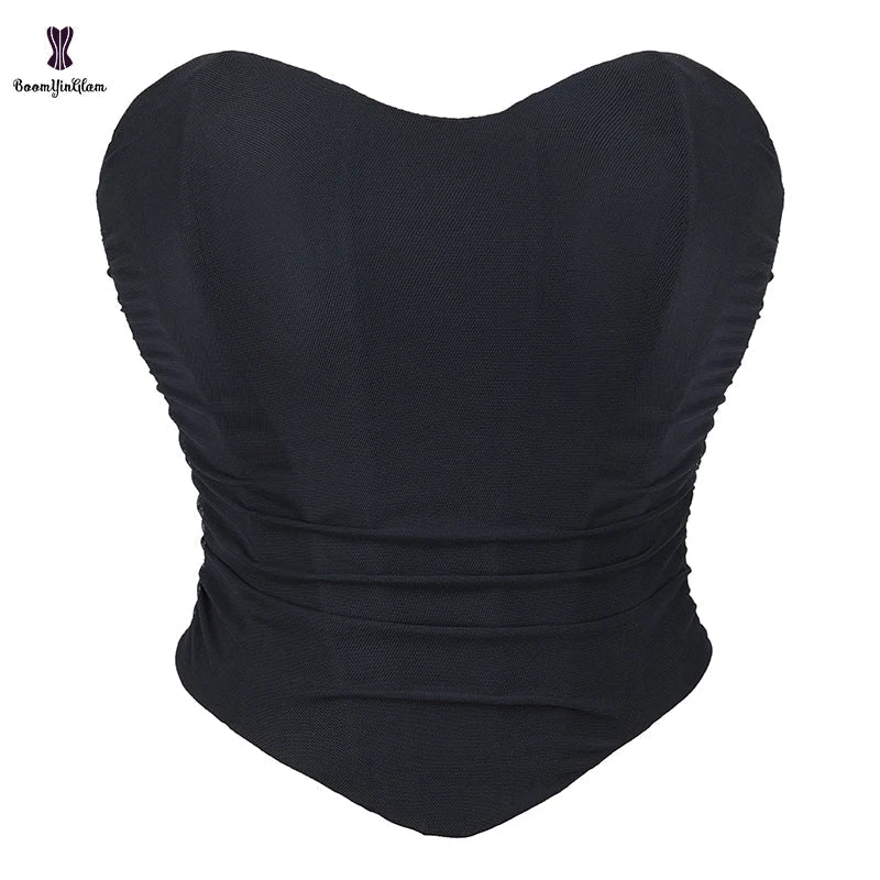 Fishbone Support Black Overbust Corset Plus Size S-Xxxl Lace Up Boned Asymmetrical Design - Xl