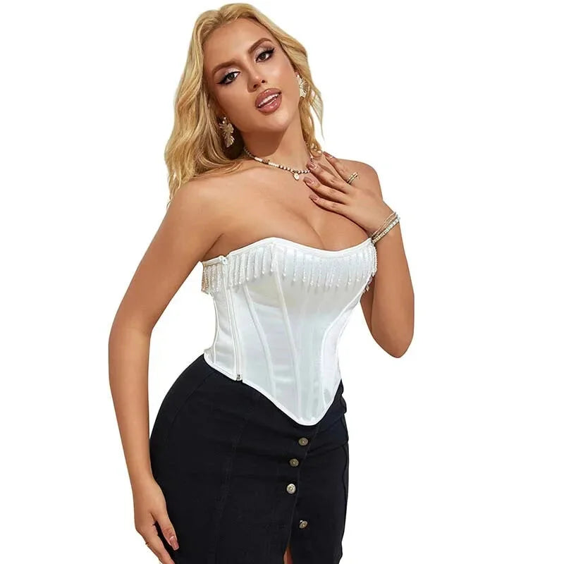 Strapless Push-Up Wedding Bra White Bustier Vest With Zip - M 5