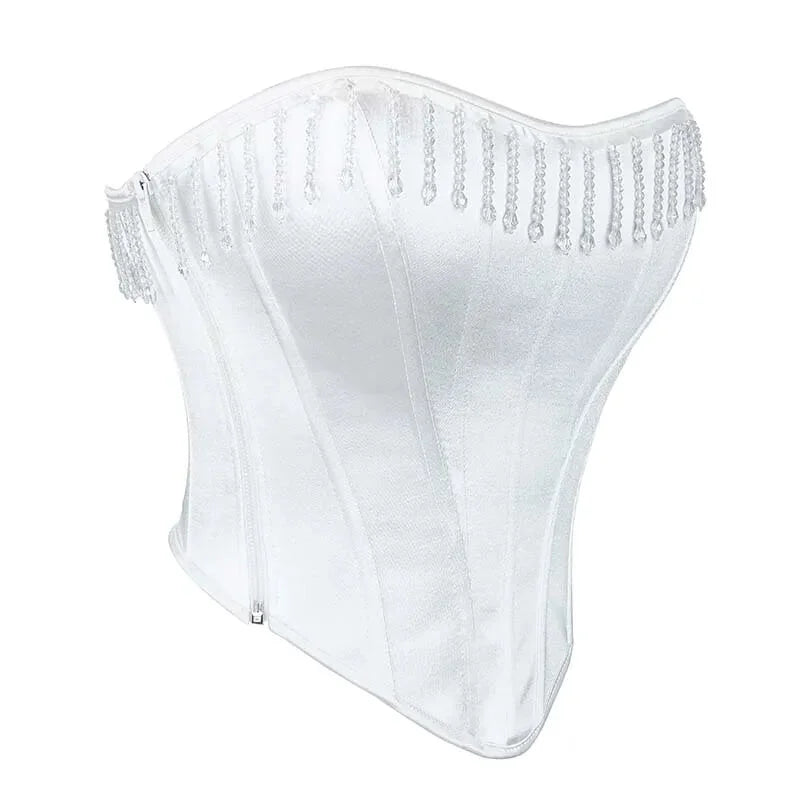 Strapless Push-Up Wedding Bra White Bustier Vest With Zip - Xl