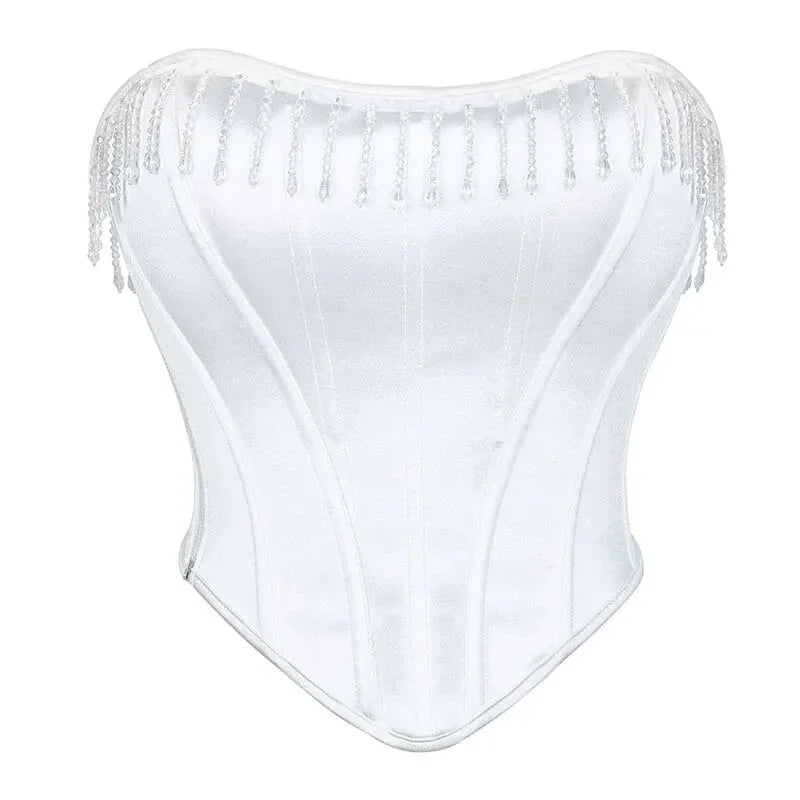 Strapless Push-Up Wedding Bra White Bustier Vest With Zip - Xxxl