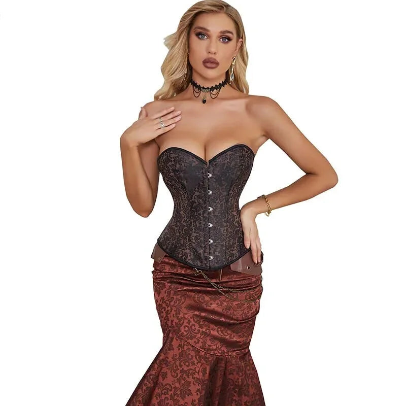 Slimming Coffee Color Halloween Corset Top For Busty Women Sizes Xs-6Xl - 6Xl
