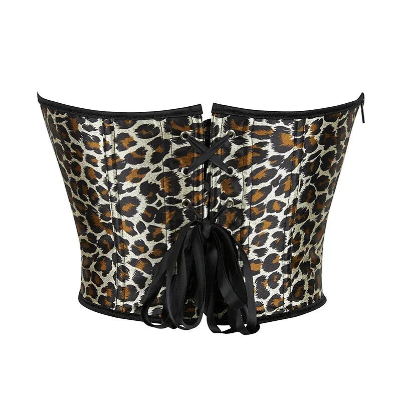 Leopard Print Zip-Up Corset Fishbone Support Plus Size S-Xxl - Xxl 8