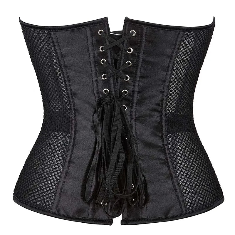 Transparent Gothic Corset With Thong Plus Size S-6Xl Mesh Net Lingerie Bustier - 5Xl 8